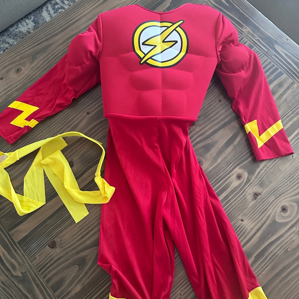Flash Costume Boys 7/8 Rubies Muscle Suit DC Superhero Red - Picture 3 of 7